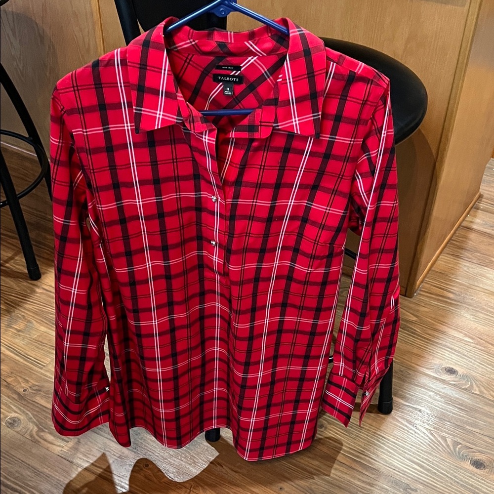 Talbots Vibrant Red Plaid Shirt